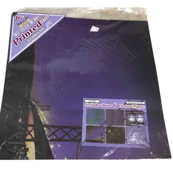 Forever in Time Scrapbook Paper 6 Sheets 12" X 12" Midnight Blue Bridge Car - Picture 1 of 4